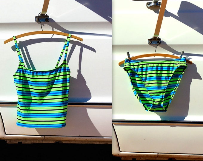 Vintage Bathing Suit Women 90s Swimwear Striped Swimsuit - Etsy
