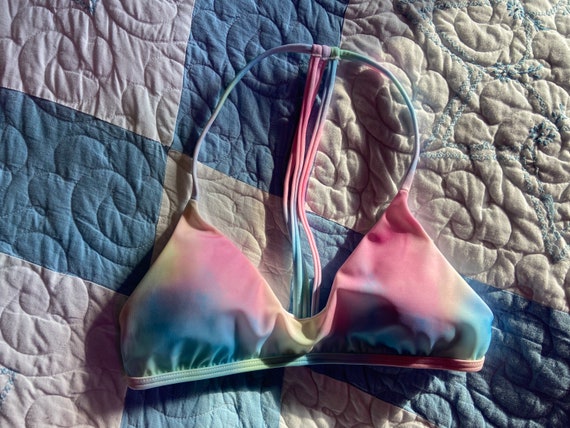 Rainbow Swimsuit Rainbow Bikini Small Top Medium … - image 3