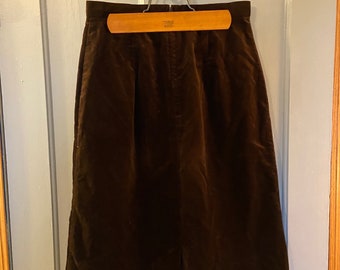Brown Velvet Skirt Vintage JC Penny Skirt Brown Velour Skirt Vintage Velvet Skirt Knee Length Brown Skirt Women’s Vintage Business Casual