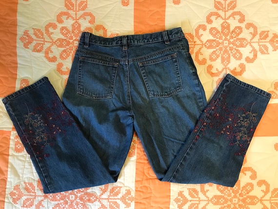 Vintage Loft Embroidered Cropped Jeans Midrise Si… - image 1