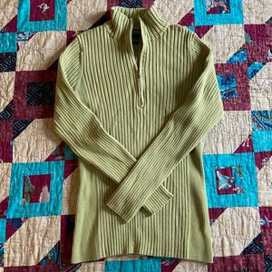 Eddie Bauer Teal Cotton Ribbed Knit Sweater , Vintage 1980s