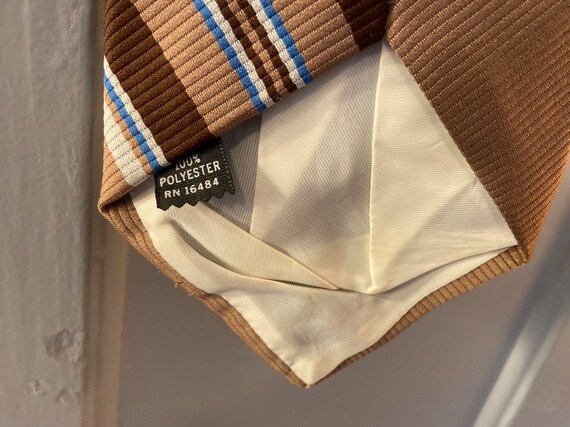 Sears Neck Tie Tan Brown Blue Diagonal Stripe Nec… - image 8