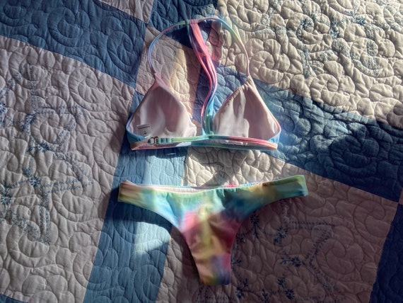 Rainbow Swimsuit Rainbow Bikini Small Top Medium … - image 2