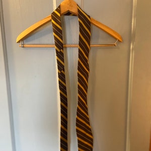 Gold And Brown Striped Vintage Neck Tie Silk Neck Tie Men’s Vintage Dress Shirt Tie 50s 60s 70s 80s Men’s Vintage Polyester Silk Tie