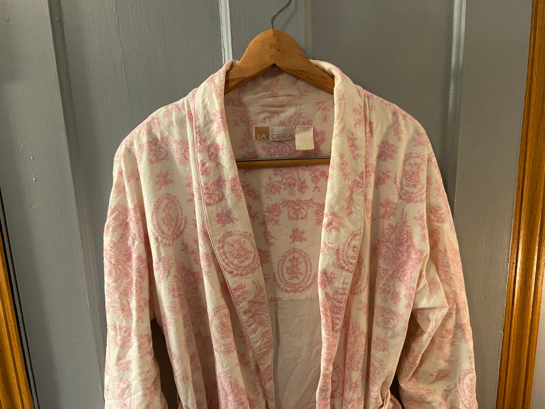 La Cera Robe Womens Vintage La Cera Robe Size Small Pink White Floral