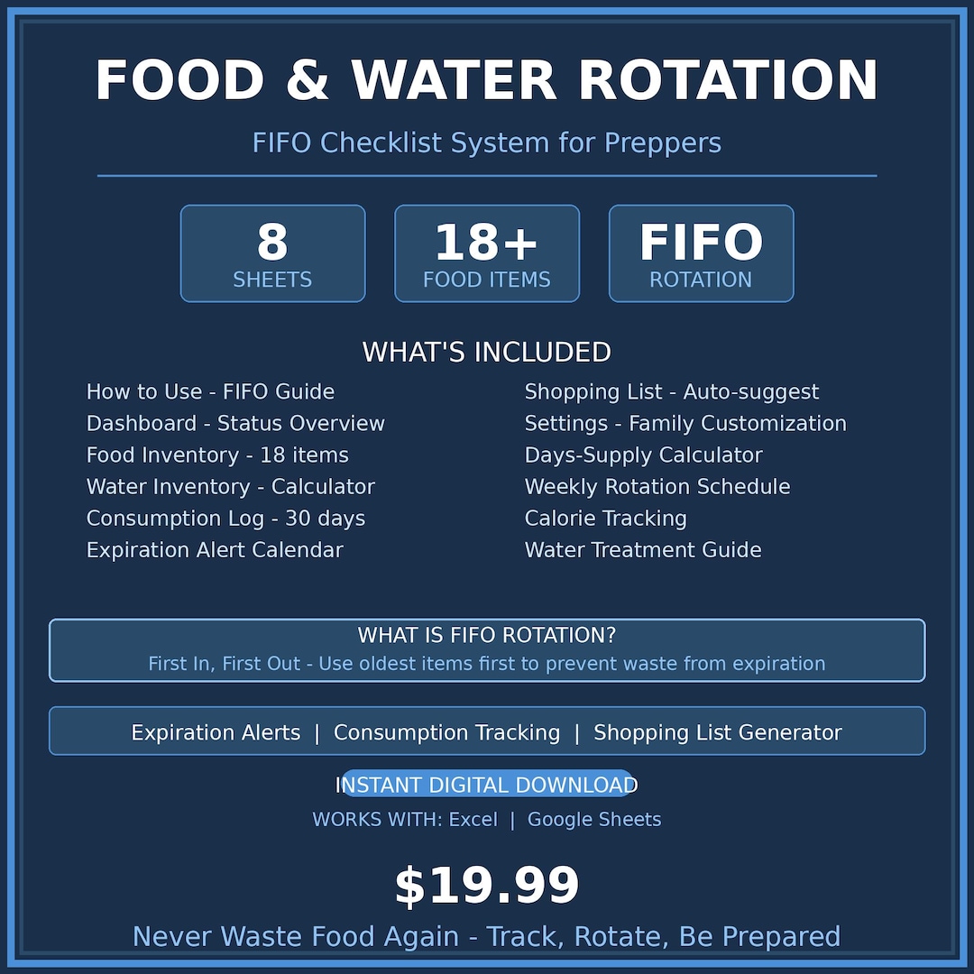 Fifo Checklist Poster.pdf Food and Water Checklist | FIFO System for Preppers - Etsy