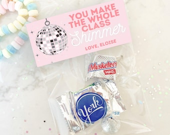 Shimmer Pop Star Inspired Personalized Valentine Kit, Set of Stickers and Bags, Classroom Favor, Bejeweled, Shimmer