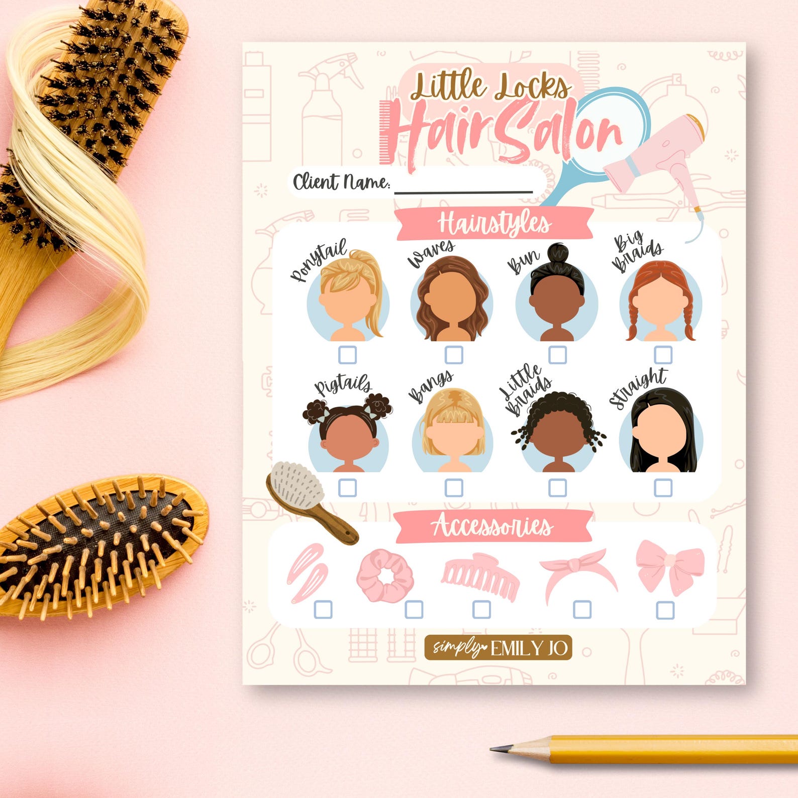 Saloon Notepad Pretend Play Hair Salon Notepad – Hairstyle Order Pad for Kids – 5x7 ...