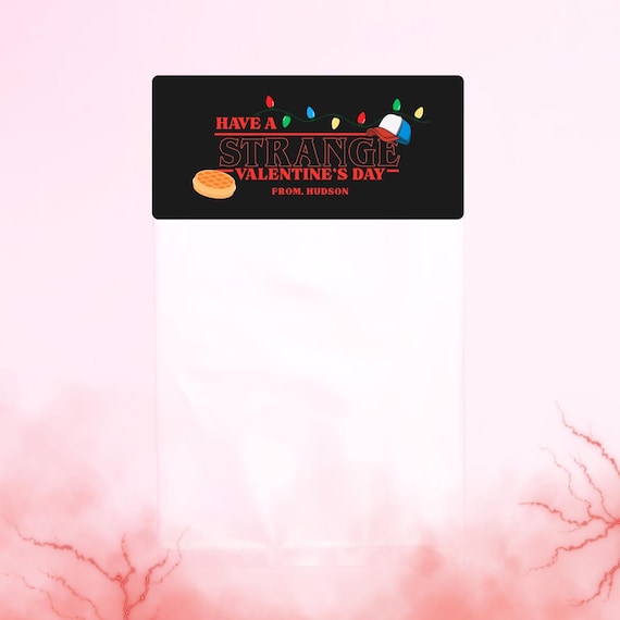 Stranger Things Personalized Valentine Kit, Sticker & Bag Set, Party Favor, Children's Valentine, Set of 24