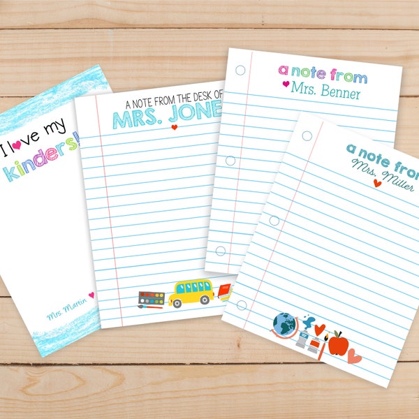 Personalized Teacher Notepad | Custom Teacher Appreciation Gift | Name & Design | Classroom Stationery