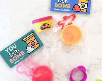 Play Doh Themed Personalized Valentine Kit, Set of Stickers and Bags, Children's Valentine, Classroom Favor, Non-Candy Gift, Set of 24