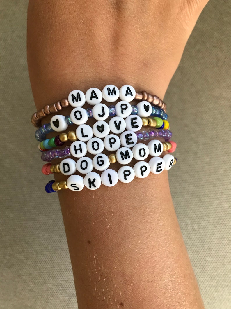 Personalized Name Bracelet Seed Bead Stackable Bracelets Etsy