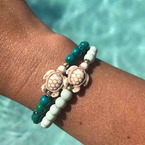 Save the Sea Turtles Bracelets | Ocean jewelry | Beaded Bracelets | Stackable