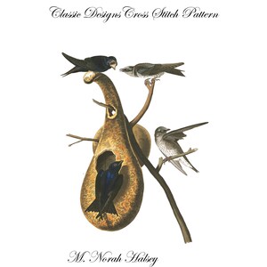 Audubon’s Plate 22 Purple Martin Cross Stitch Pattern