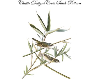 Audubon’s Plate 28 Solitary Flycatcher Cross Stitch Pattern