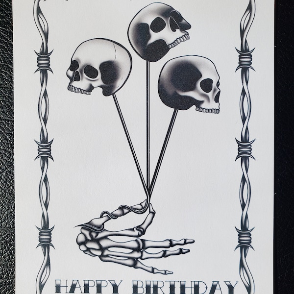 Old School Tattoo Birthday Card, Gothic Tattoo Card, Traditional Style Unique Greeting Card, Vintage-Inspired