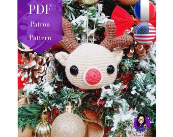 Patron PDF boule de Noël - Le renne Rudolf
