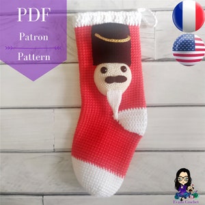 Crochet pattern PDF - Nutcracker Christmas stocking