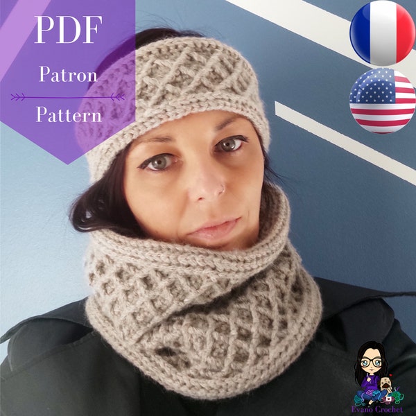 Patron PDF crochet - Tour de cou et bandeau Eternel