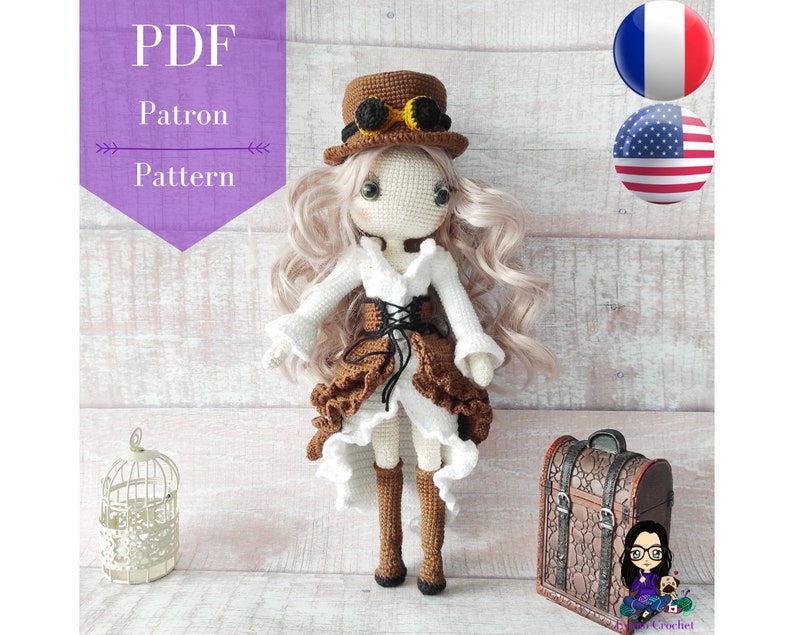 Patron PDF poupée au crochet Victoria image 1