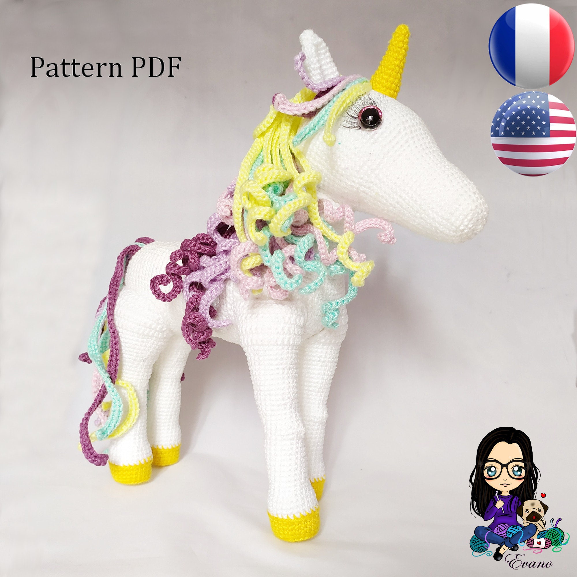 Licorne Au Crochet Pdf Gratuit Patron au crochet PDF Etincelle la licorne - Etsy France