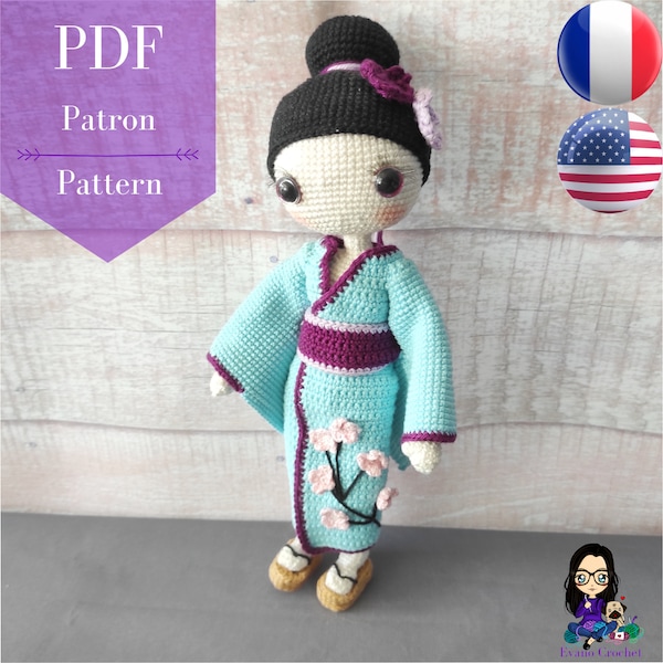Patron PDF poupée au crochet - Kasumi la Geisha