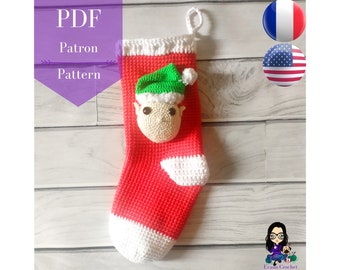 Crochet pattern PDF - Christmas elf stocking