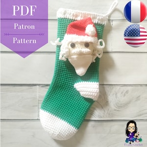 Crochet pattern PDF - Santa Claus stocking