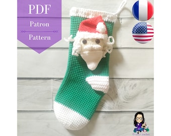 Crochet pattern PDF - Santa Claus stocking