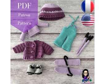 Pattern PDF crochet - Doll clothes, outfits for the doll Ambre
