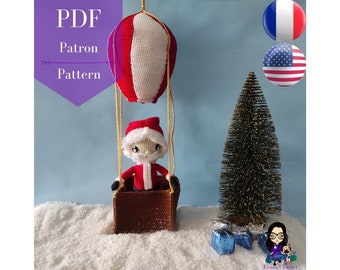 Pattern PDF  crochet - The Santa claus and his hot-air balloon