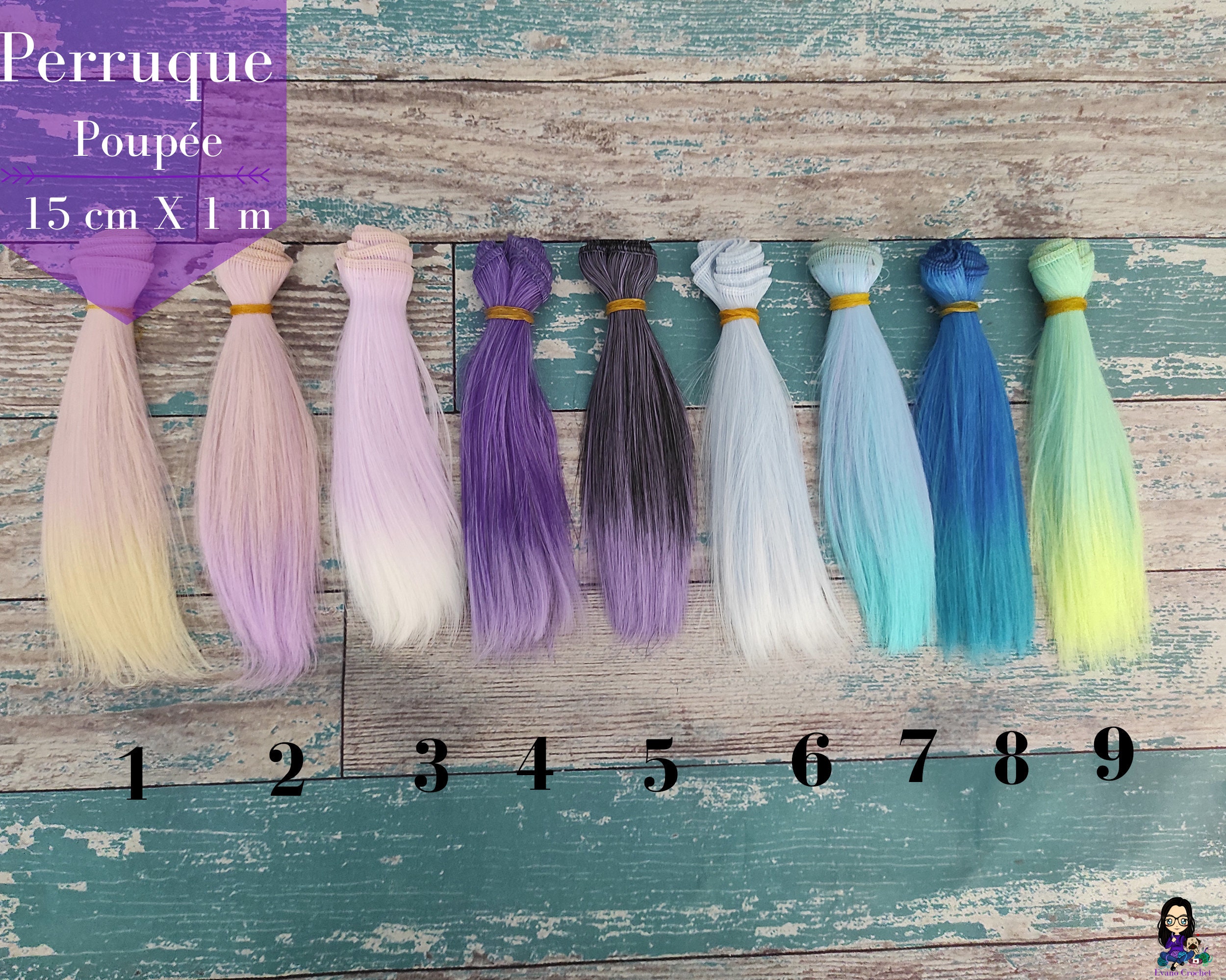 Two-tone straight synthetic doll hair