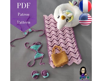 Pattern PDF crochet - Doll clothes, outfits for the doll Ambre