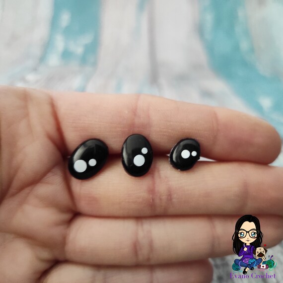 Amigurumi Anime Kawaii-Flat Safety Eyes/ Doll Eyes (8mm - 14mm :: Black)  100 pcs.