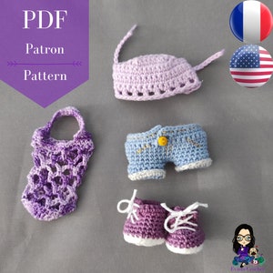 Pattern PDF crochet - Doll clothes, outfits for the doll Ambre