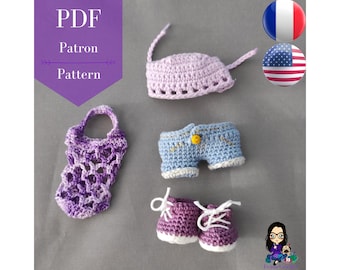 Pattern PDF crochet - Doll clothes, outfits for the doll Ambre