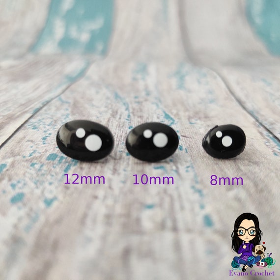 yeux kawaii ovales pour amigurumi et peluches noirs 12 mm