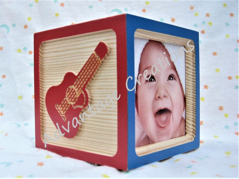 Guitar: 4 alphabet picture frame wood block keepsake for newborn Z. Available A wedding or other special occasions Great baby gift