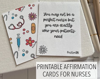 Printable Nurse Affirmation Cards: 54 Positive Thoughts (Digital Download)