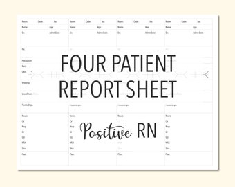 Nurse Report Sheet: Four Patient SBAR Handoff (Digital Download)