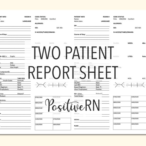 Step Down Nurse Report Sheet Etsy Canada