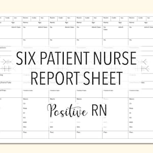6 Patients - Minimalist Nurse Brain/Report Sheet - Med Surg | Progressive | Tele | SBAR Handoff Student Nurse Report Sheet