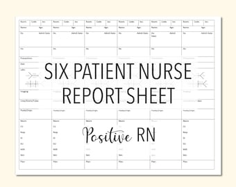 Nurse Report Sheet: 6 Patients, Med Surg, SBAR Handoff (Digital Download)