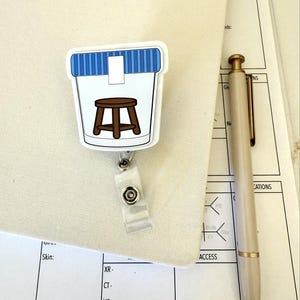 Échantillon de bobine de badge en acrylique de tabouret | Infirmière Médicale Soins intensifs Med Surg IA Étudiante Médecin USI Urgences
