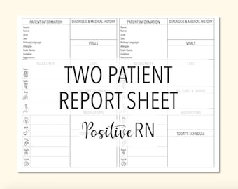Nurse Report Sheet: Minimalist Two-Patient Brain (Digital Download)