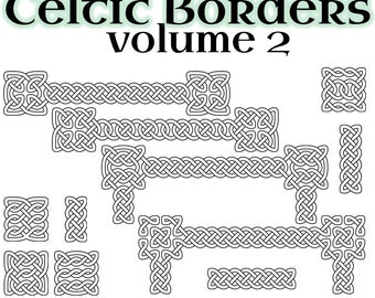 Celtic Borders Clip Art 2: Transparent, High-resolution PNG files of celtic knot borders for personal and commercial use in green and white