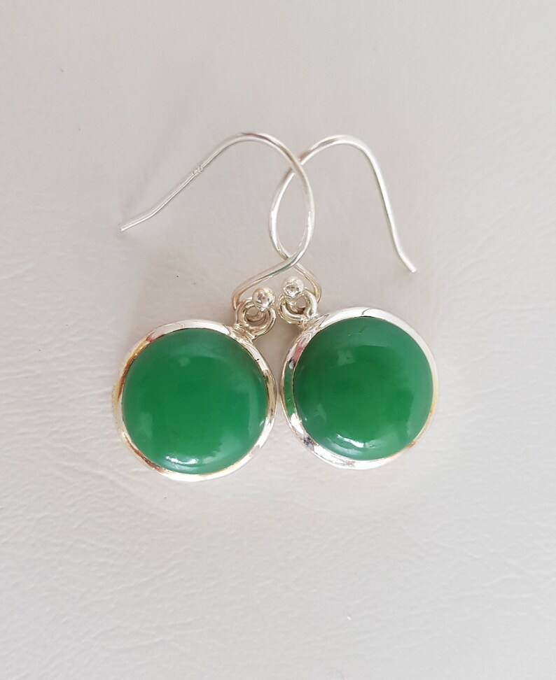 Green Chrysoprase crystal dangle earrings set in sterling silver