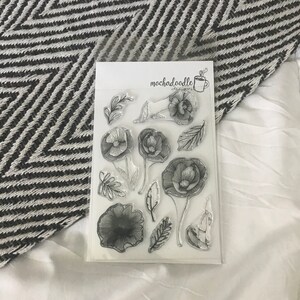 Poppies Clear Stamp Set Planner Journal Floral stamps