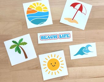 Paquete de pegatinas de vida en la playa