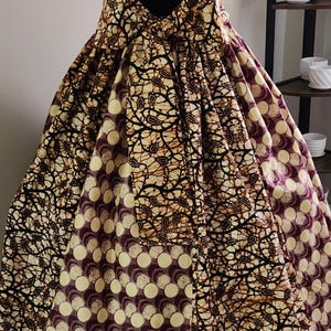 EARTH-TONE Floor Length Skirt; Deep Side Pockets; Large Belt; Two Tone Patchwork Skirt; African Wax Cotton; PharaonicEyesCouture; All Sizes